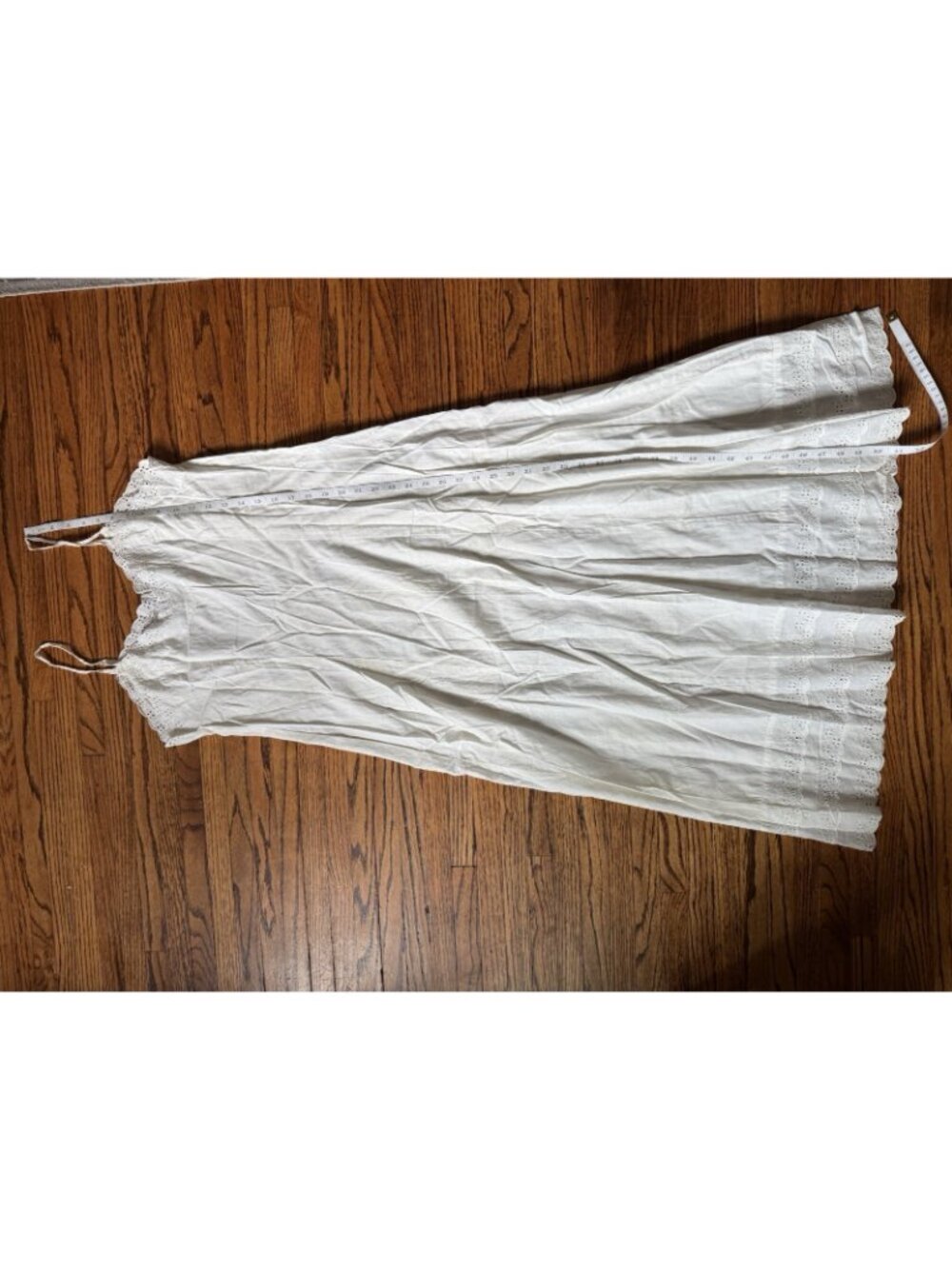 Vintage Antique Victorian White Cotton Tiered Eyelet Slip Dress Gown White - Picture 10 of 11